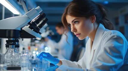 Aufkleber - Woman Scientist Researchers working in the clinical laboratory.