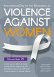 Vertical Banner for International Day for the Elimination of Violence Against Women. Modern flat vector illustration with white ribbon and text