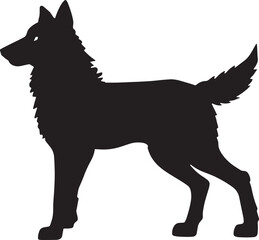 Fototapete - A black and white illustration of a wolf with a thick fur coat and sharp fangs. The wolf represents the pack, strong family bonds, and cooperation