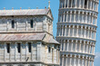 Close-up of the Leaning Tower and the Cathedral di Pisa, Italy