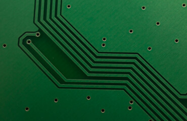 red printed circuit. layout of tracks