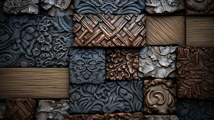 Wall Mural - a group of wood pieces