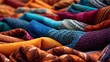 a pile of colorful blankets