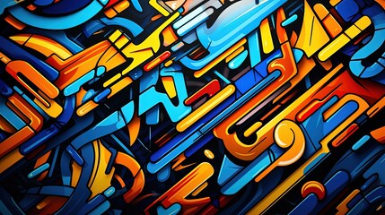 geometric graffiti background in blue and yellow colors. Fantasy concept , Illustration painting.