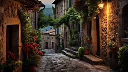  European Village landscape, from the coastal charm to scenic vineyards and historic villages, culminating in a serene sunset. Celebrate the timeless essence of European countryside