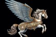 Majestic winged horse in Greek mythology on black background. Generative AI