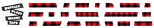 Vector Set With Red And Black Lumberjack Buffalo Plaid Christmas Torn Stripes Of Adhesive Paper Tape For Scrapbooking And Holiday Decoration