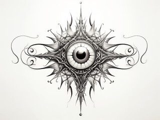 Sun Rays Star Eye Skull Masonic Sign Tattoo Print Stamp