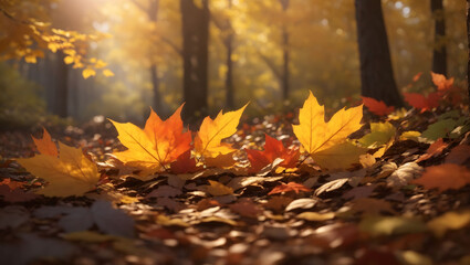 Wall Mural - autumn season, fallen leaves from the tree