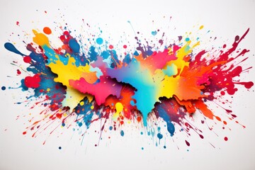 Canvas Print - Colorful Splattering Paint on White Background