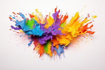 Canvas Print - Colorful Splattering Paint on White Background