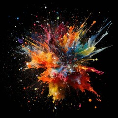 Poster - Colorful Splashed on Black Background