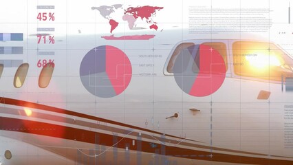 Poster - Animation of infographic interface over parked private jet in airport