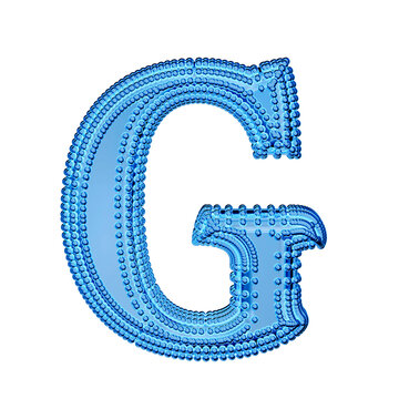 Small spheres on the blue ice symbol. letter g