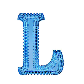 Small spheres on the blue ice symbol. letter l