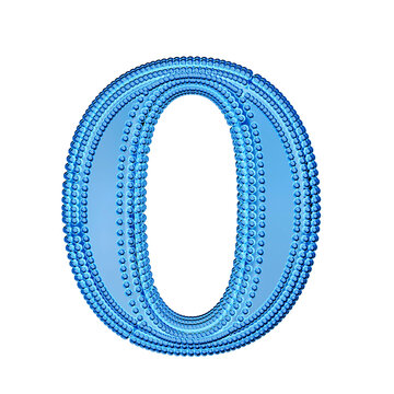Small spheres on the blue ice symbol. letter o