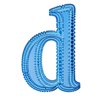 Small spheres on the blue ice symbol. letter d