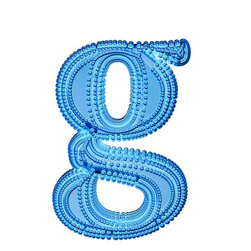 Small spheres on the blue ice symbol. letter g