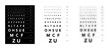 © Vectoressa - Monoyer chart Eye Test Chart medical illustration. line vector sketch style outline isolated on white, black background. Vision board optometrist test for visual examination Checking optical glasses