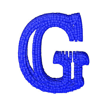 Symbol made of blue cubes. letter g