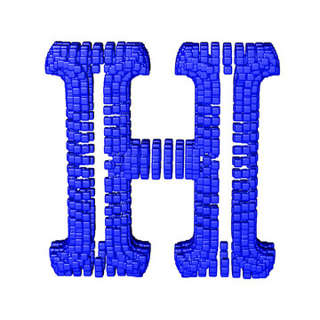 Symbol made of blue cubes. letter h