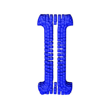 Symbol made of blue cubes. letter i