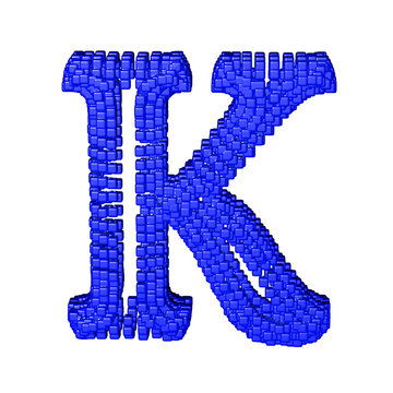 Symbol made of blue cubes. letter k