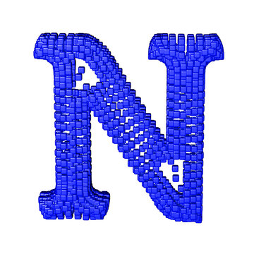 Symbol made of blue cubes. letter n