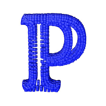 Symbol made of blue cubes. letter p