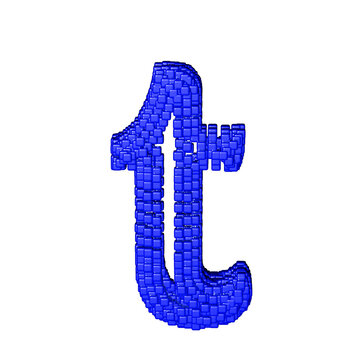 Symbol made of blue cubes. letter t
