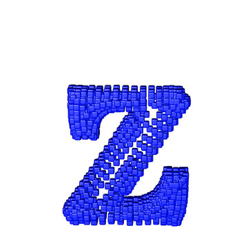 Symbol made of blue cubes. letter
