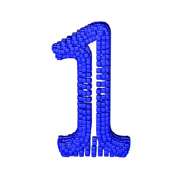 Symbol made of blue cubes. number 1