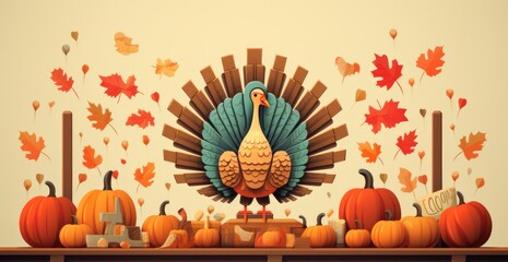 Poster - thanksgiving banner in modern style generative ai