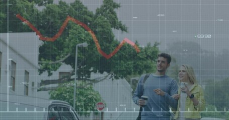Poster - Animation of data processing over caucasian couple