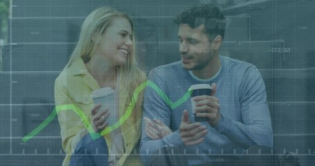 Poster - Animation of data processing over caucasian couple