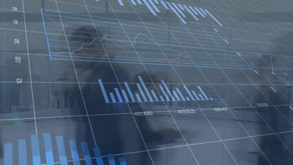 Poster - Animation of statistical data processing against time-lapse of of people walking in the office