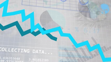 Poster - Animation of statistical data processing against close up of a female eye