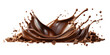 chocolate splash with blocks of chocolate isolated on transparent background - food, drink, lifestyle, diet design element PBG cutout
