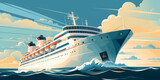 Cruise ship in the ocean illustration background