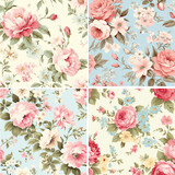 Fototapeta Kosmos - seamless pattern with roses feminine ornate repeat tile rose textile ornament watercolor romantic elegance luxury fabric