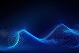 Fototapeta  - Dynamic blue particle wave. Abstract sound visualization. Digital structure of the wave flow of luminous particles.