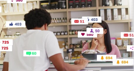 Poster - Animation of social media data processing over diverse people in grocery store