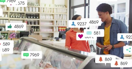 Poster - Animation of social media data processing over diverse people in grocery store