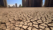 The land city is dry and parched because of global warming.