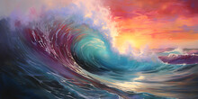 Abstract Colourful Tidal Wave Art Background