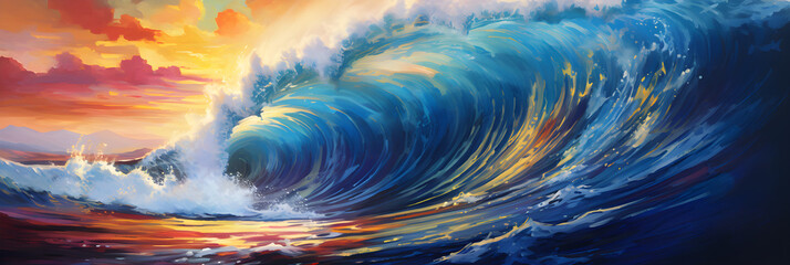 Wall Mural - abstract colourful tidal wave art background banner