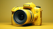 Yellow DSLR Camera 3D Illustration