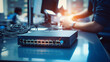 © BornHappy - Fantastic Selective Focus at Router Internet Router on Working