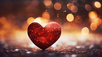 Wall Mural - Fantastic Valentines Day Heart with Sparkling Bokeh Effect