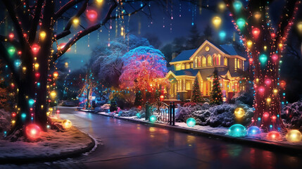 Wall Mural - Fantastic Colorful Christmas Lights